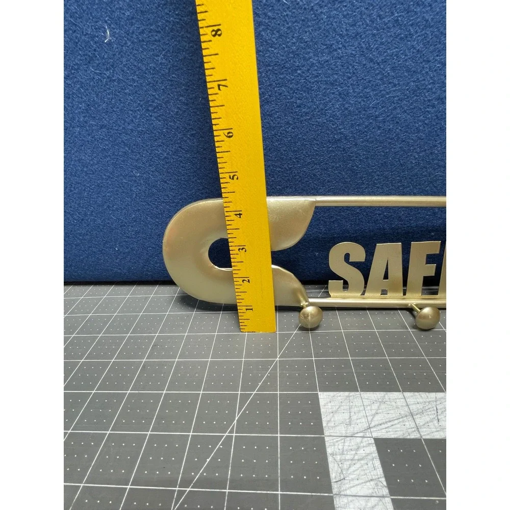 Gold Oversized Safety Pin Wall‎ Decor Metal Key Jewelry Rack 18.5 Inch